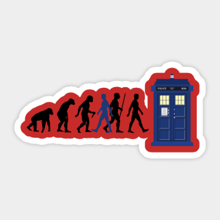 EVOLUTION Of Humans - Blue Police Public Call Box 4 Sticker